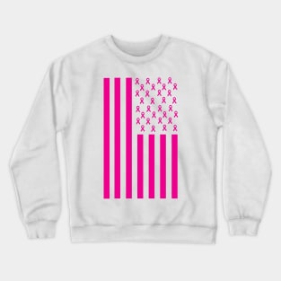 Pink Ribbon American Flag Breast Cancer Awareness Crewneck Sweatshirt